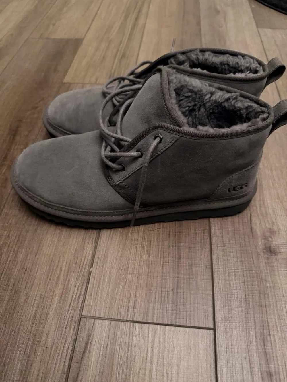 UGG Men's Charcoal Suede Chukka Boots with Shearling Lining